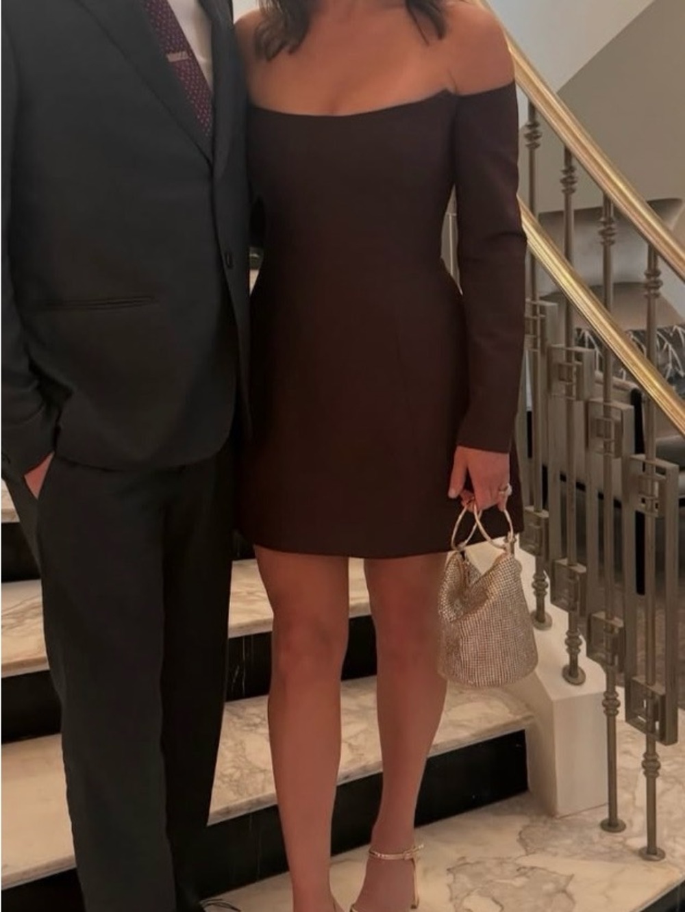 Bardot Chocolate  Off Shoulder Dress